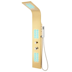vidaXL Shower Panel System Stainless Steel 201 Gold Curved 3