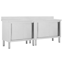 Work Tables with Sliding Doors 2pcs 200 x 50 x (95-97) cm