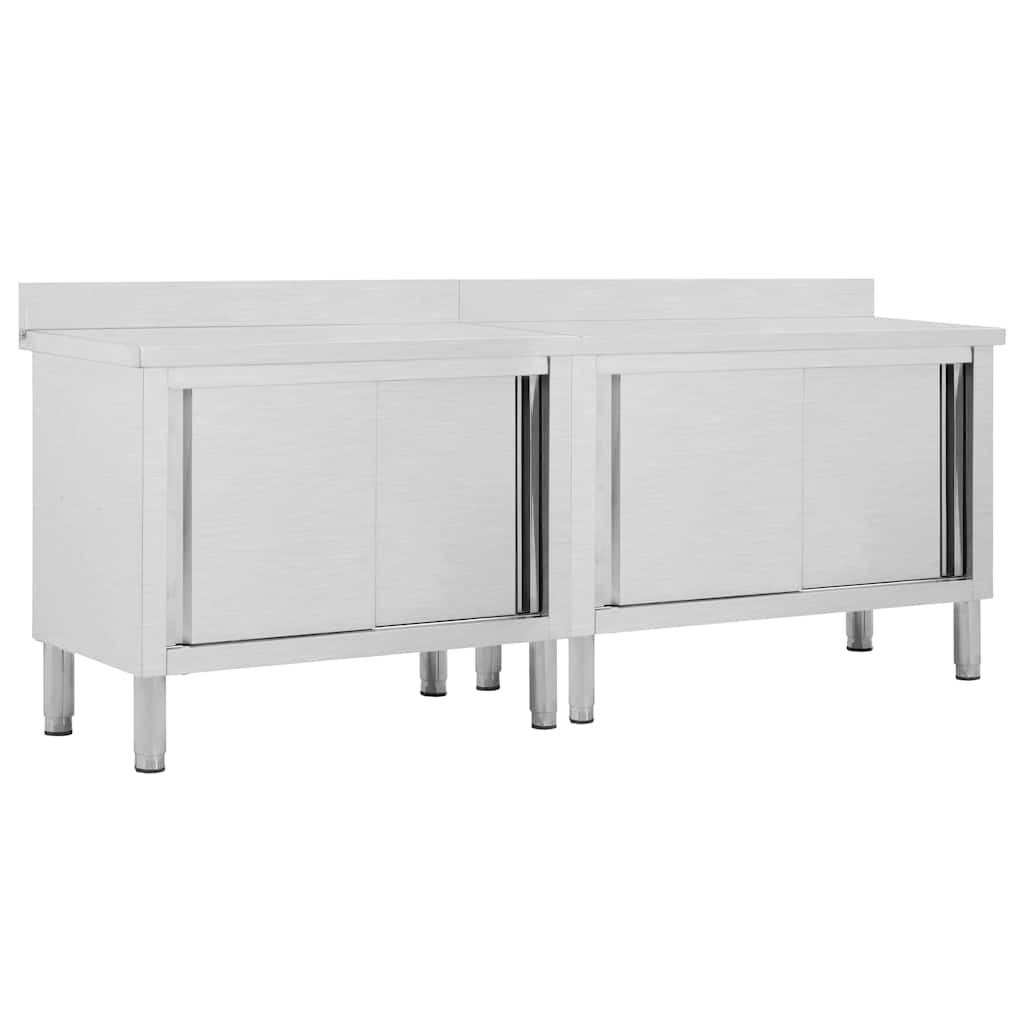 Work Tables with Sliding Doors 2pcs 240 x 50 x (95-97) cm