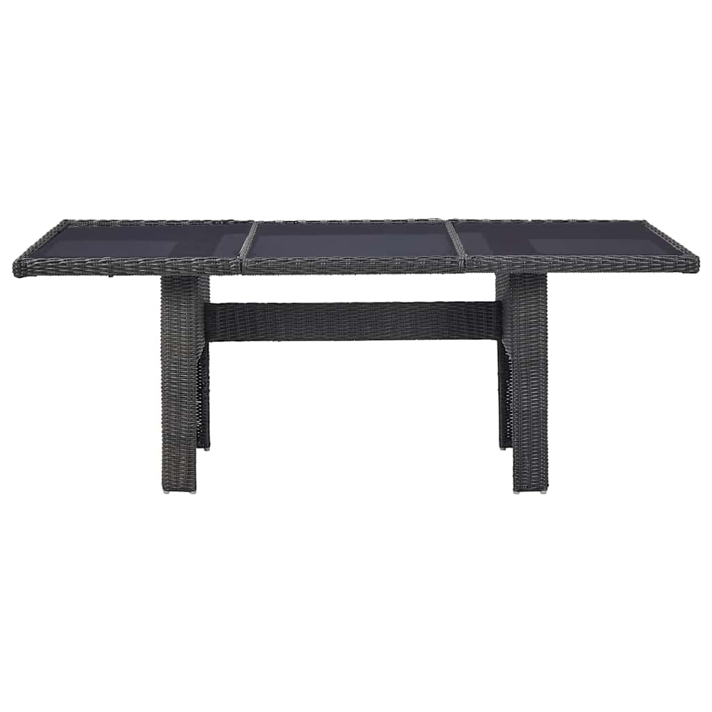 Garden Dining Table Brown 200x100x74 cm Glass and Poly Rattan Black