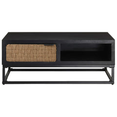 vidaXL Coffee Table | Black and Natural | Solid Mango Wood, Iron, Jute 2