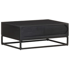 vidaXL Coffee Table | Black and Natural | Solid Mango Wood, Iron, Jute 4