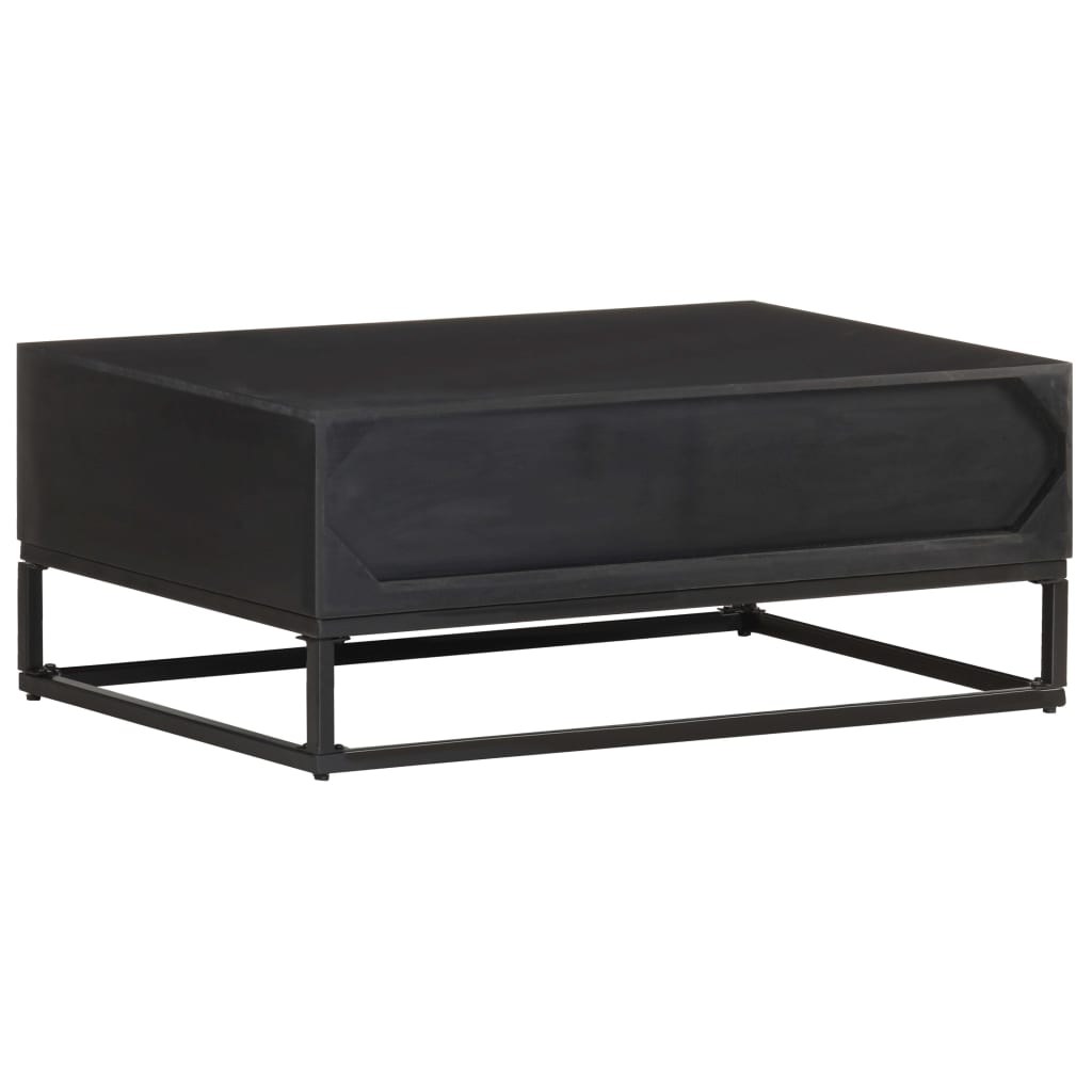vidaXL Coffee Table | Black and Natural | Solid Mango Wood, Iron, Jute 4