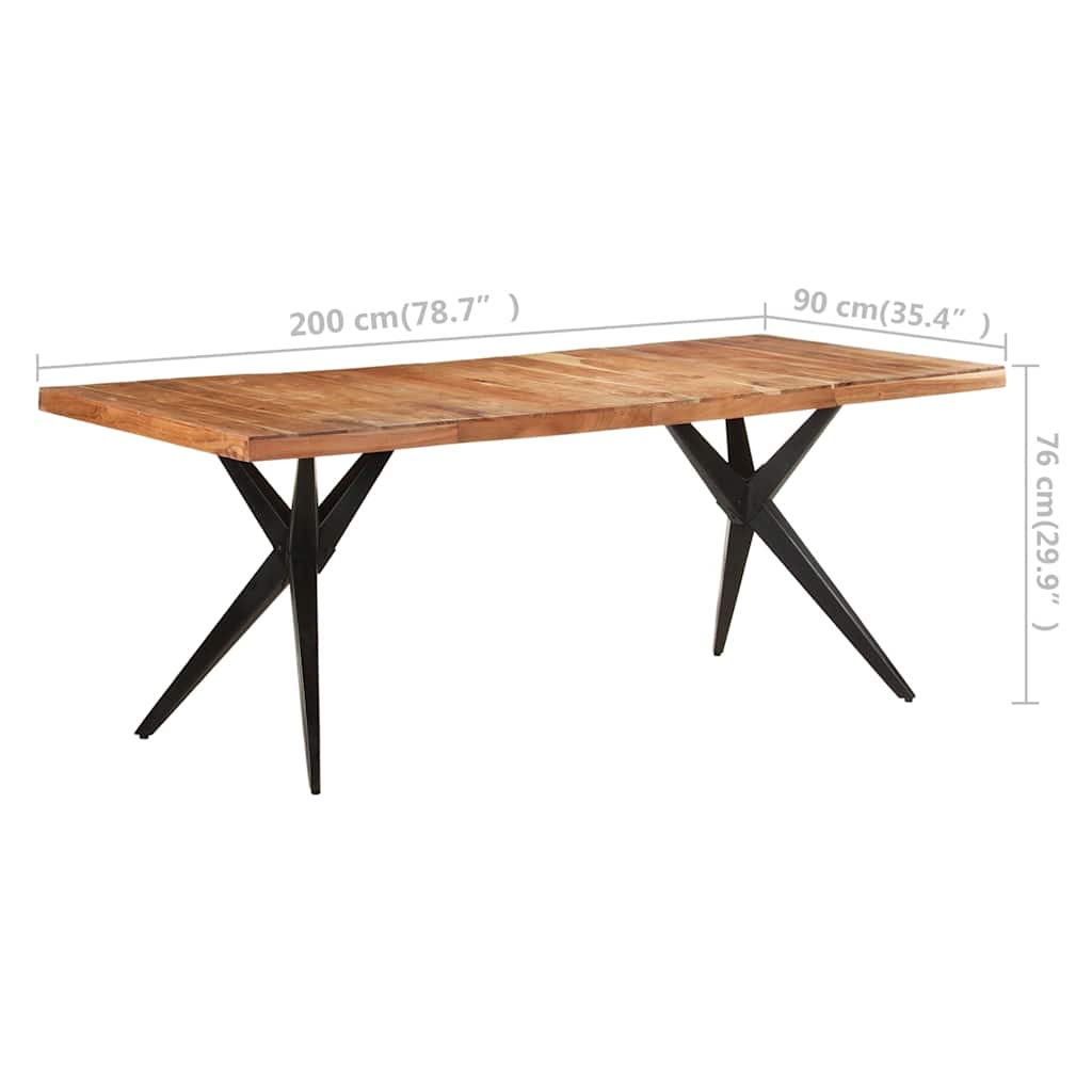 vidaXL Dining Table 200x90x76 cm Solid Acacia Wood 6