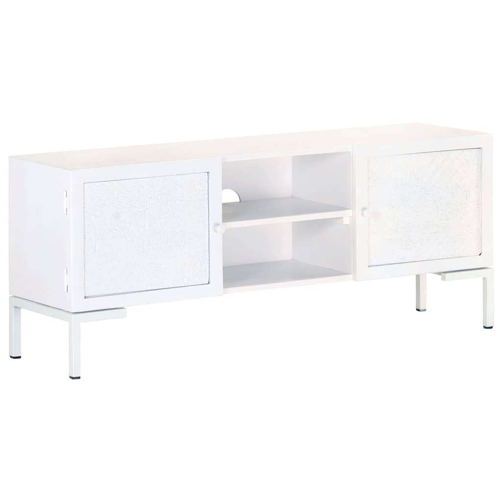 vidaXL TV Cabinet | White | Solid mango wood, powder-coated steel | Medium 1
