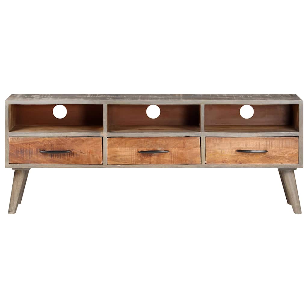 321805 vidaXL TV Cabinet Grey 130x35x51 cm Solid Rough Mango Wood 2