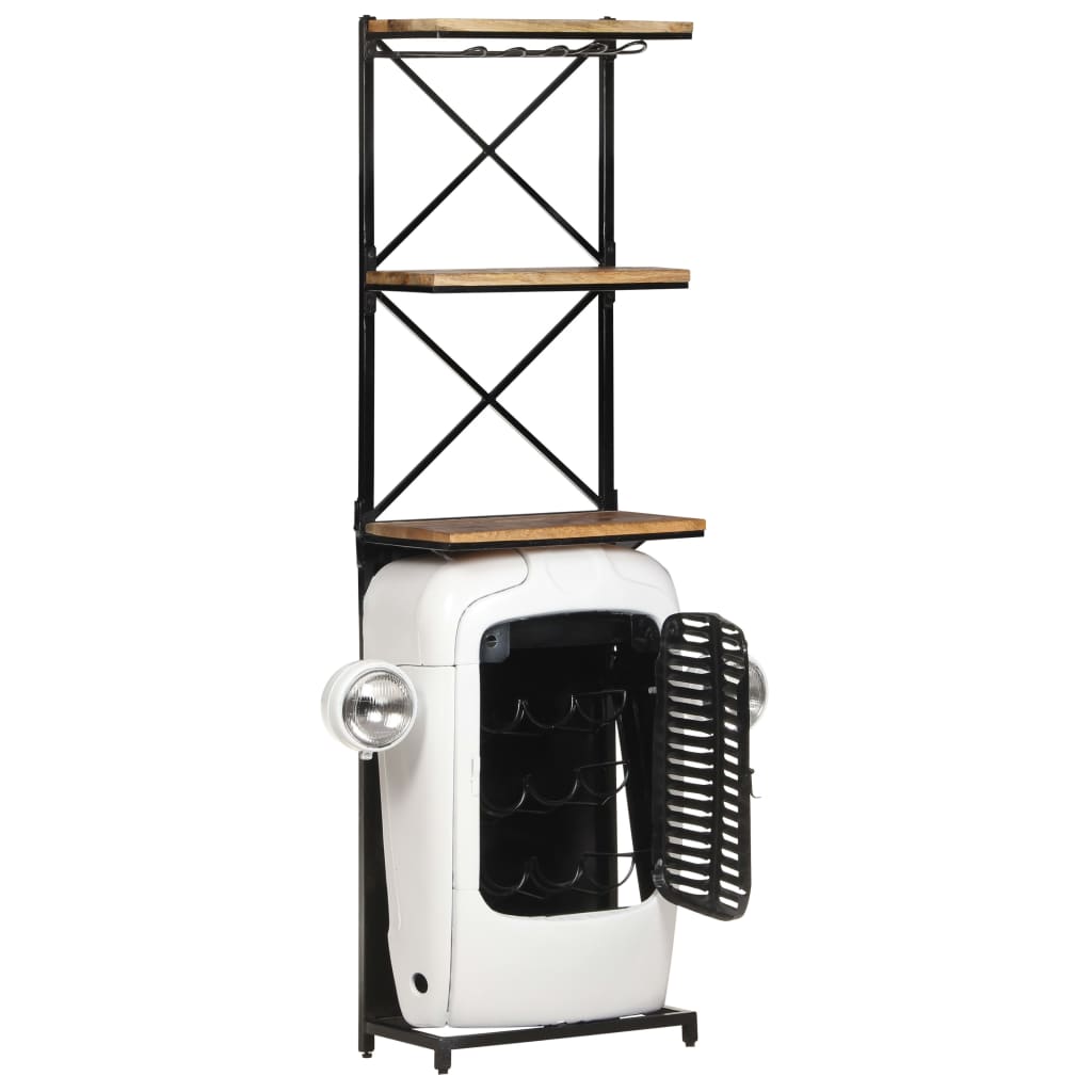 vidaXL Tractor Wine Cabinet White 49x31x172 cm Rough Mango Wood 2