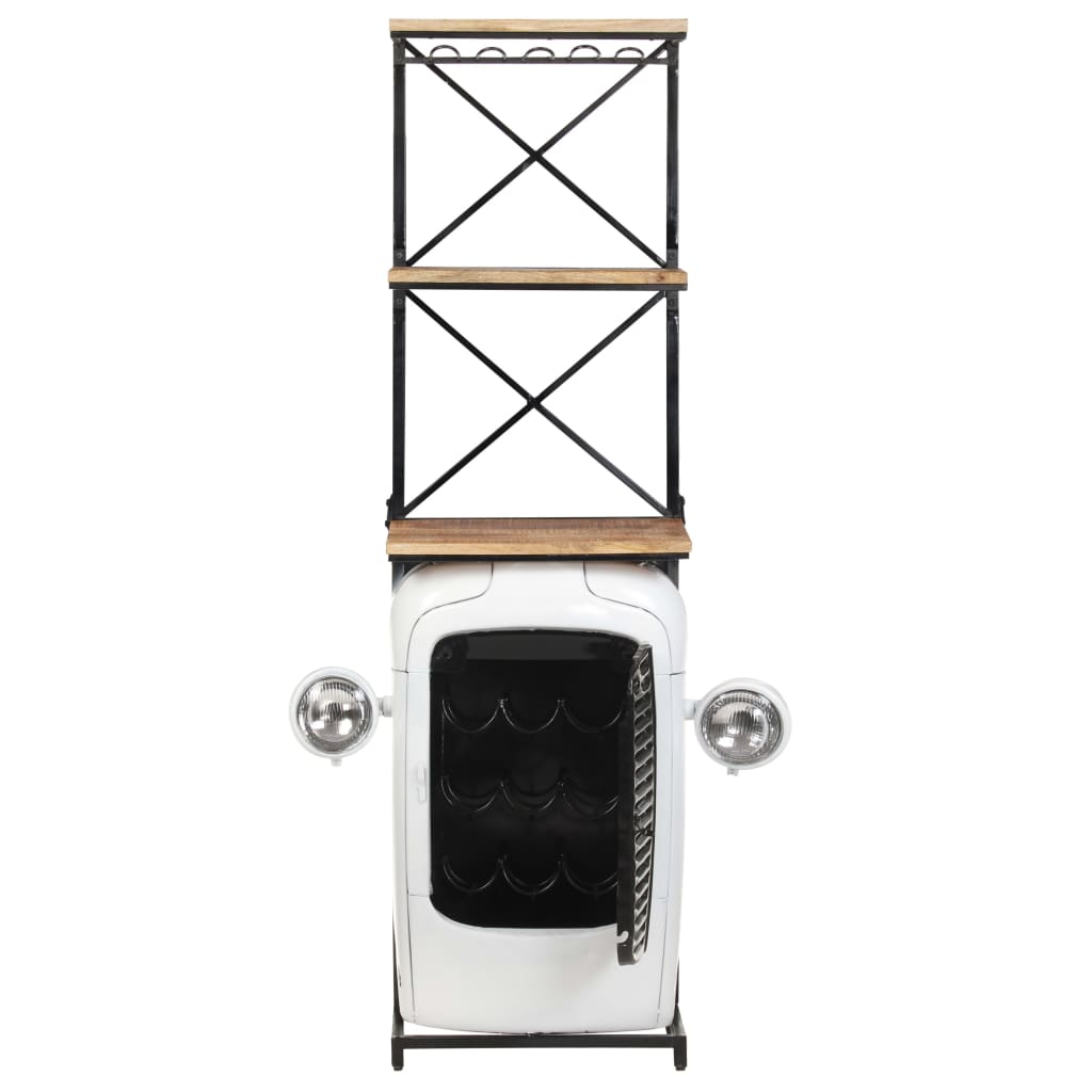 vidaXL Tractor Wine Cabinet White 49x31x172 cm Rough Mango Wood 3