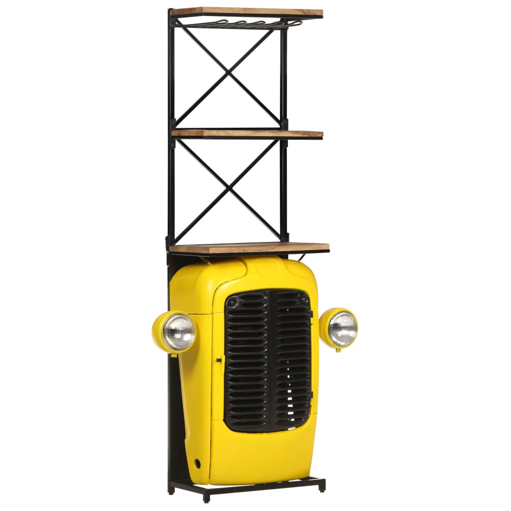 vidaXL Tractor Wine Cabinet Yellow 49x31x172 cm Solid Mango Wood 1