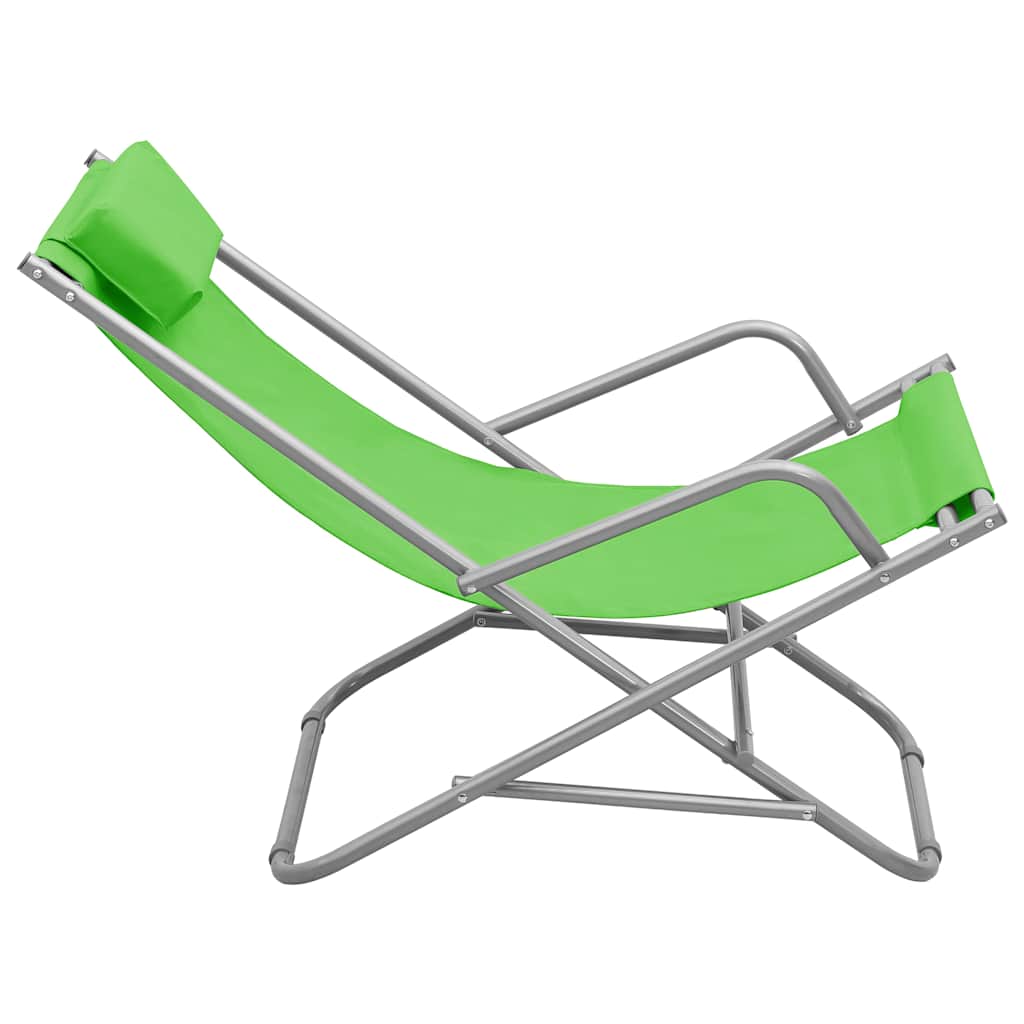 Reclining Deck Chairs 2 pcs Steel Green