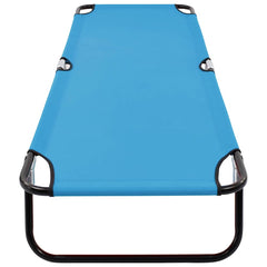 Folding Sun Lounger Steel Turquoise blue