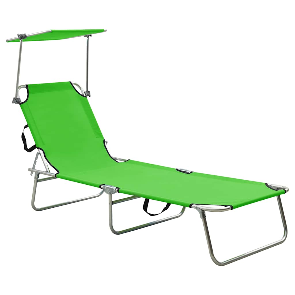 vidaXL Folding Sun Lounger with Canopy Aluminium