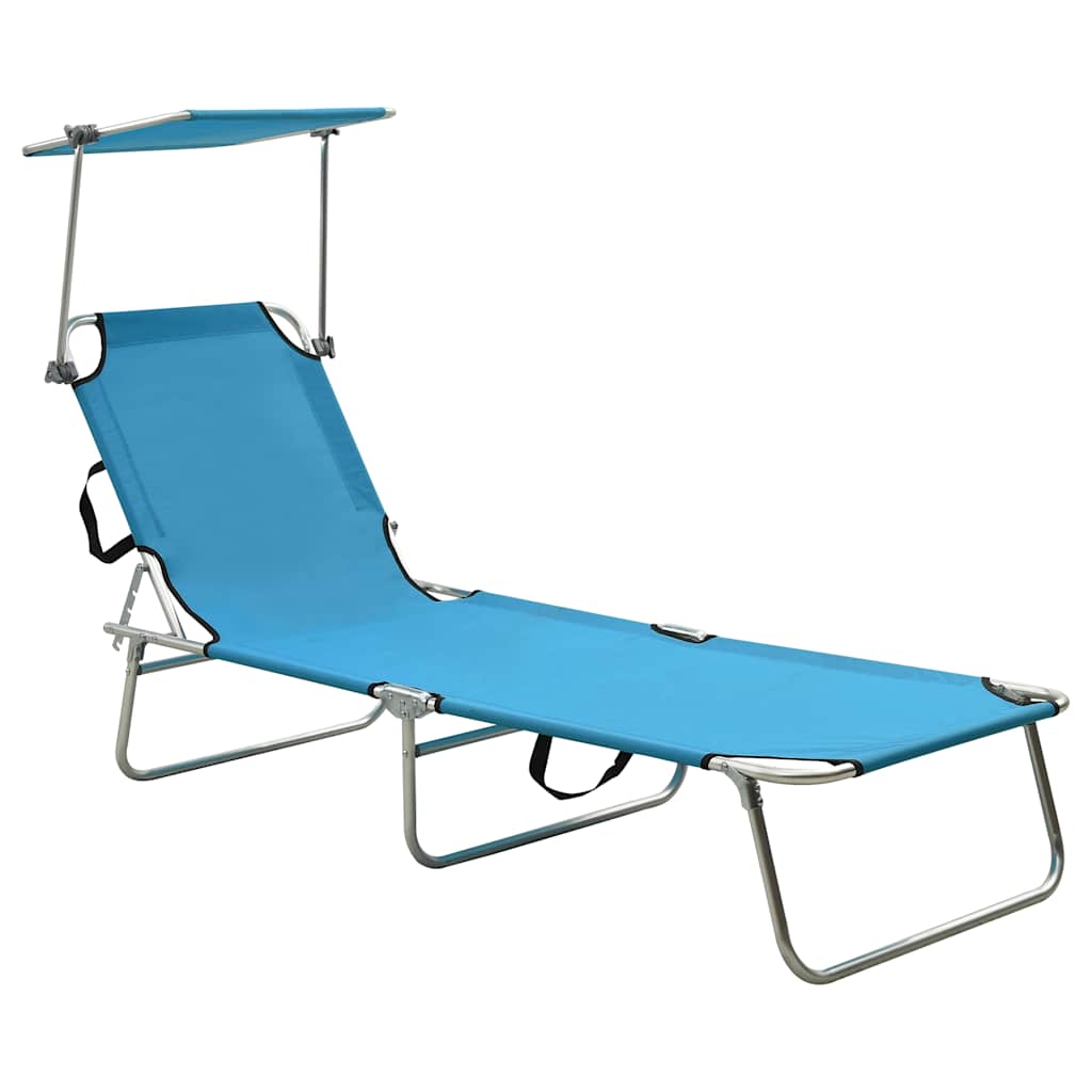 vidaXL Folding Sun Lounger with Canopy Aluminium