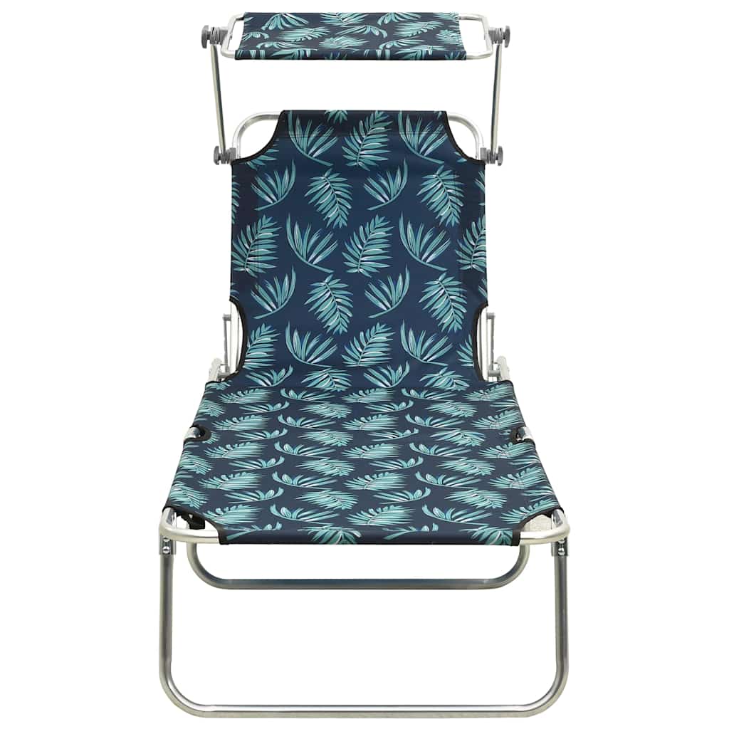Folding Sun Lounger with Canopy Aluminium Leaf pattern