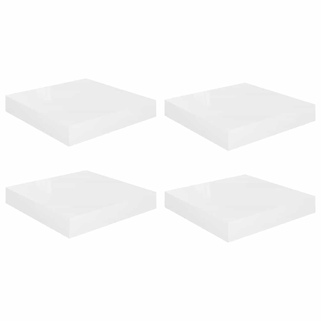 vidaXL Wall Shelf | Set of 4 | High gloss white | Honeycomb MDF, metal 2