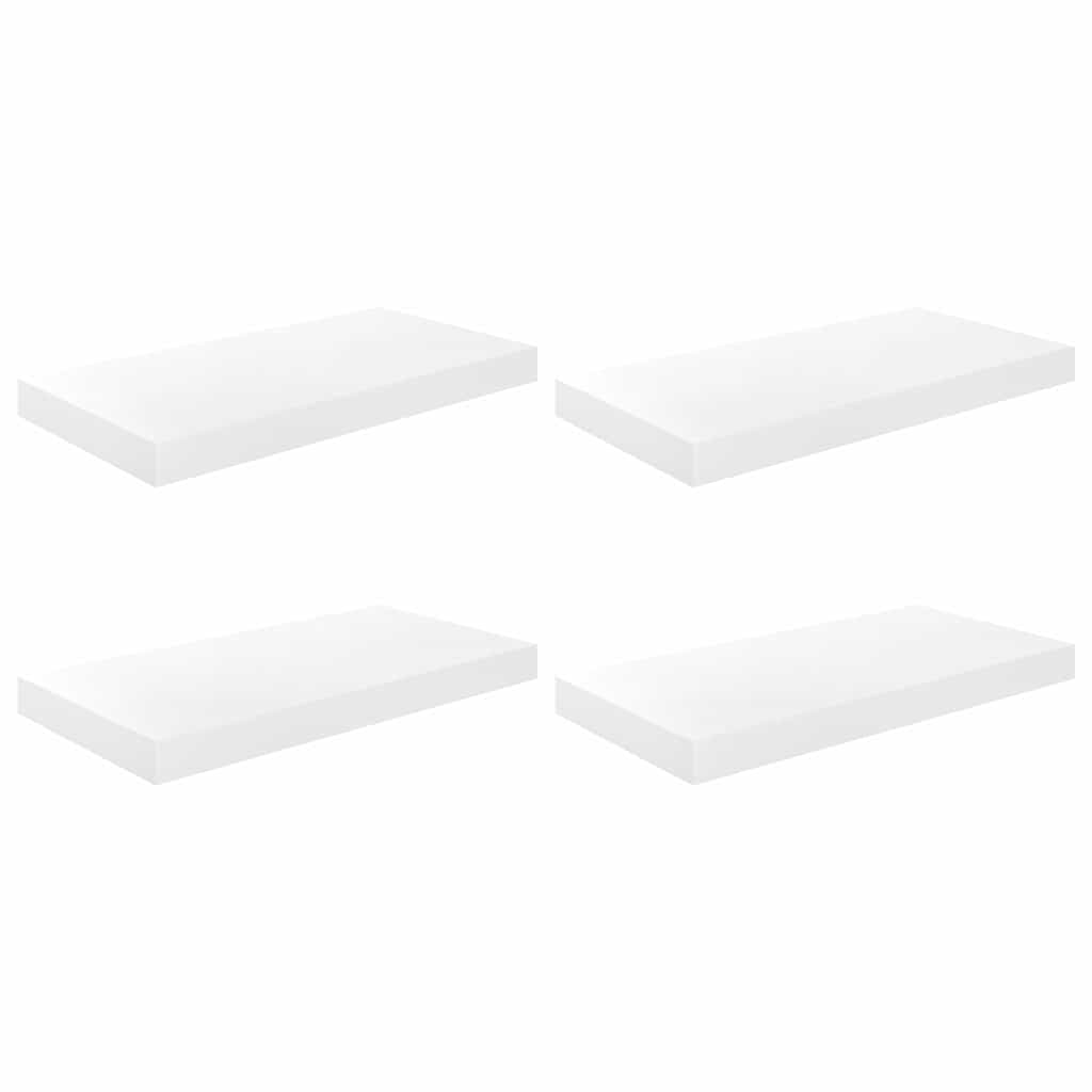 vidaXL Floating Wall Shelves 4 pcs High Gloss White 50x23.5x3.8 cm MDF 2