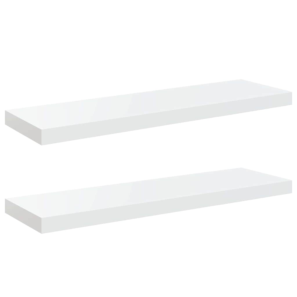 vidaXL Wall Shelf | Set of 2 | High gloss white | Honeycomb MDF, metal | Medium 2