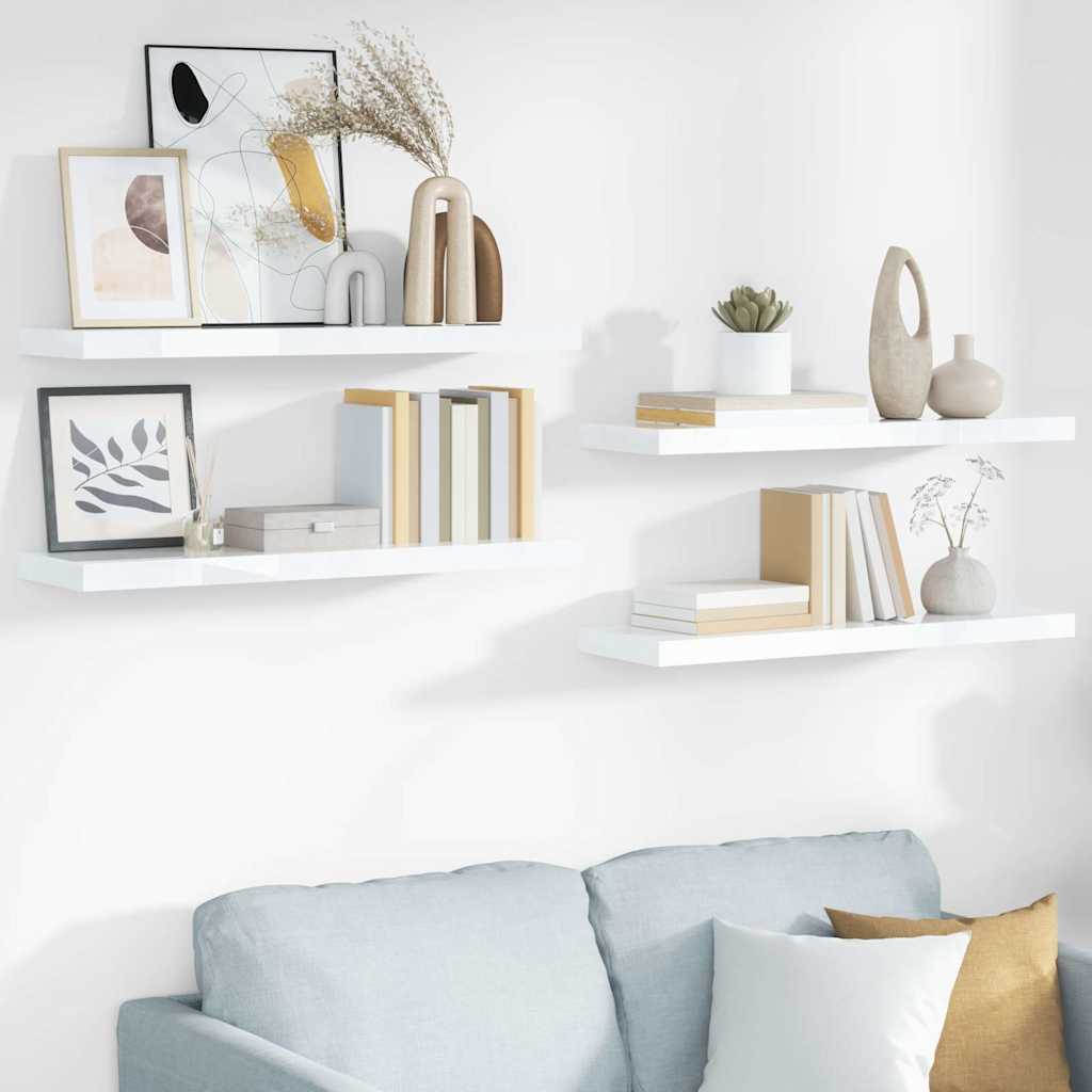 Floating Wall Shelves 80x23,5x3,8 cm MDF 4 80 x 23.5 x 3.8 cm High gloss white