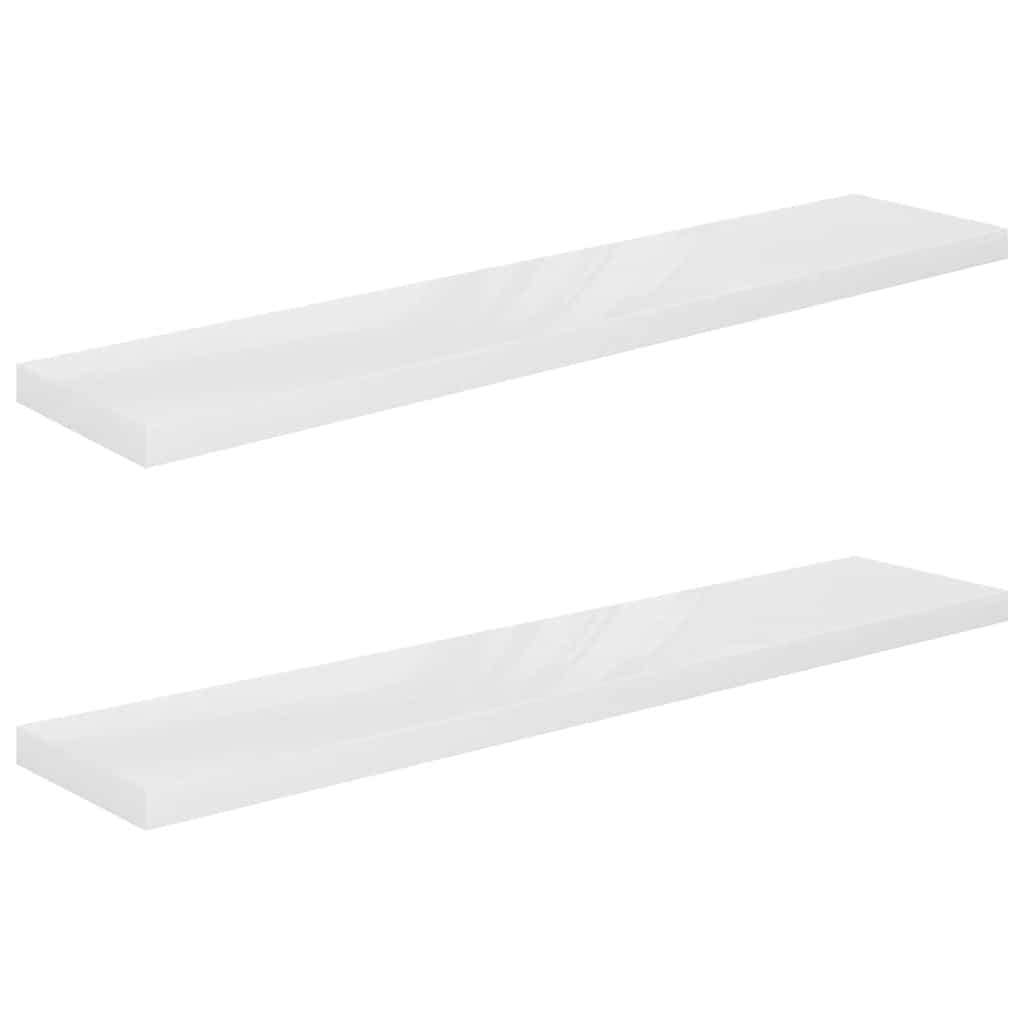 vidaXL Wall Shelf | Set of 2 | High gloss white | Honeycomb MDF, Metal | Large 2