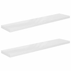 vidaXL Wall Shelf | Set of 2 | High gloss white | Honeycomb MDF, Metal | Large 2