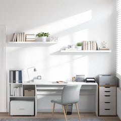 vidaXL Wall Shelf | Set of 2 | High gloss white | Honeycomb MDF, Metal | Large 3