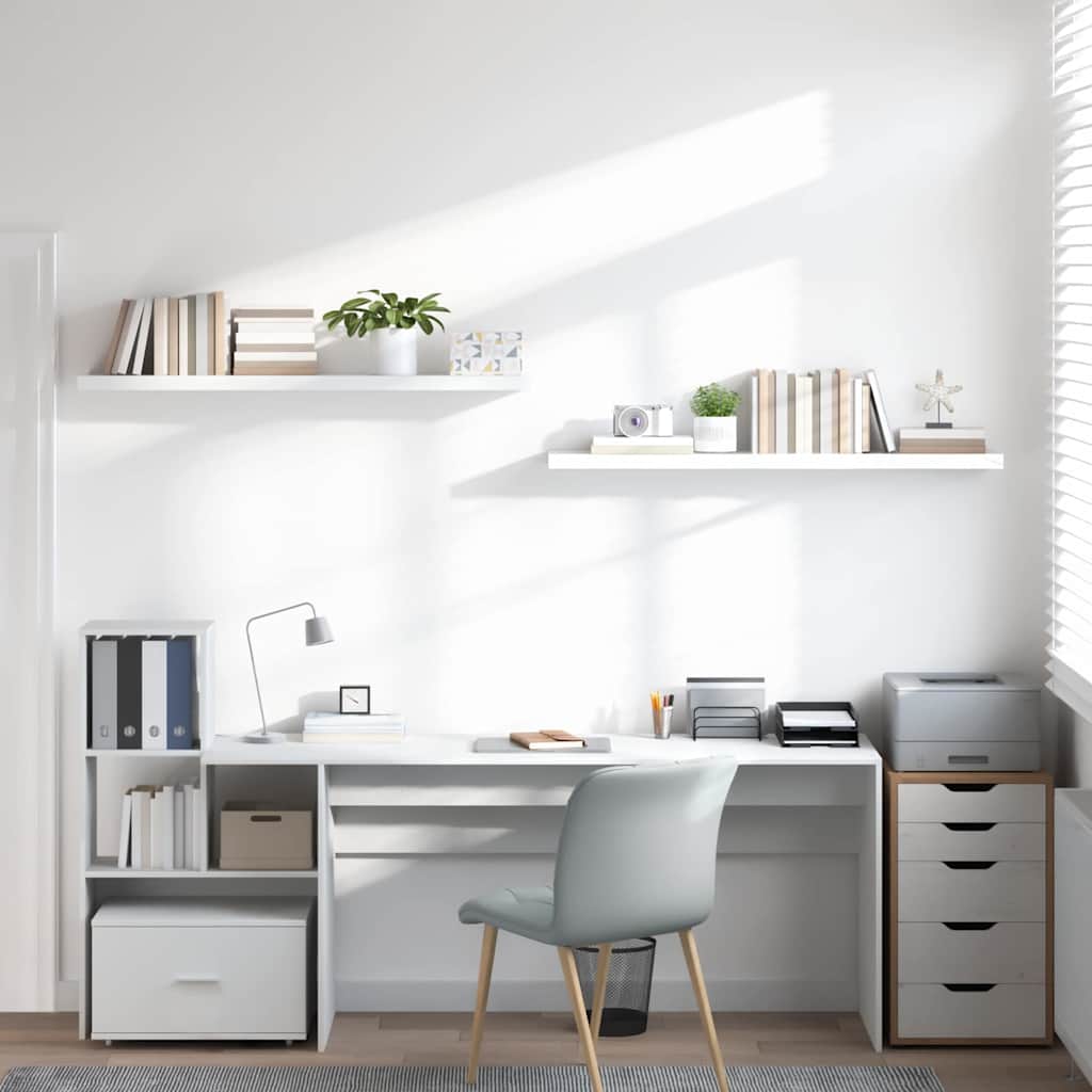 Floating Wall Shelves 120x23,5x3,8 cm MDF 2 120 x 23.5 x 3.8 cm High gloss white