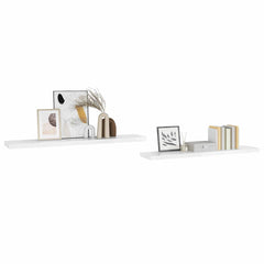 vidaXL Wall Shelf | Set of 2 | High gloss white | Honeycomb MDF, Metal | Large 5