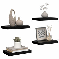 vidaXL Floating Wall Shelves 4 pcs High Gloss Black 40x23.5x3.8 cm MDF 5