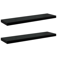 vidaXL Wall Shelf | Set of 2 | High gloss black | Honeycomb MDF, metal 2