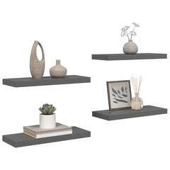 vidaXL Wall Shelf | Set of 4 | High gloss grey | Honeycomb MDF, metal 5