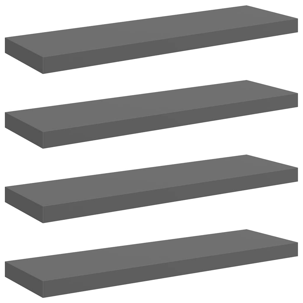 vidaXL Wall Shelf | Set of 4 | High gloss grey | Honeycomb MDF, metal | Standard 2