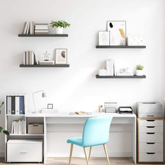 vidaXL Wall Shelf | Set of 4 | High gloss grey | Honeycomb MDF, metal | Standard 3