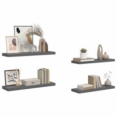 vidaXL Wall Shelf | Set of 4 | High gloss grey | Honeycomb MDF, metal | Standard 5