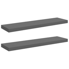 vidaXL Wall Shelf | Set of 2 | High gloss grey | Honeycomb MDF, metal 2