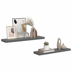 vidaXL Wall Shelf | Set of 2 | High gloss grey | Honeycomb MDF, metal 5