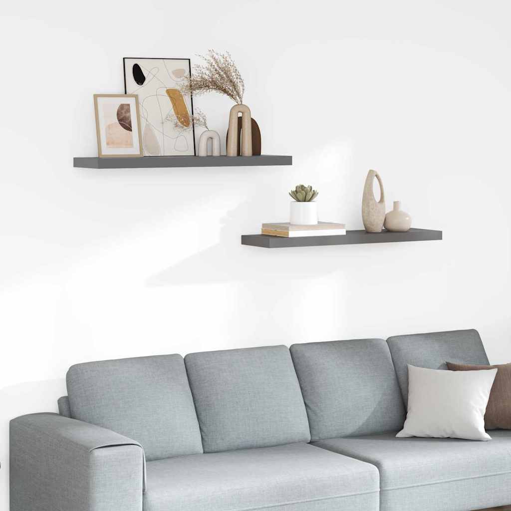 vidaXL Wall Shelf | Set of 2 | High gloss grey | Honeycomb MDF, metal 1