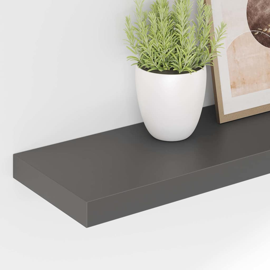 vidaXL Wall Shelf | Set of 2 | High gloss grey | Honeycomb MDF, metal | 120 cm 4