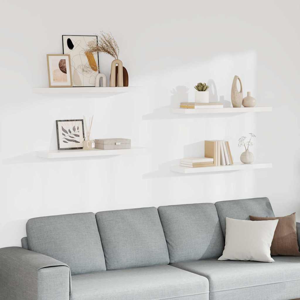 Floating Wall Shelves 90x23.5x3.8 cm MDF 4 pcs White