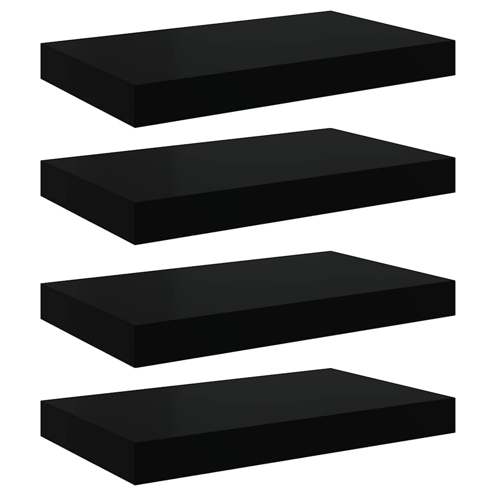 vidaXL Floating Wall Shelves 4 pcs Black 40x23.5x3.8 cm MDF 2