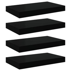 vidaXL Floating Wall Shelves 4 pcs Black 40x23.5x3.8 cm MDF 2