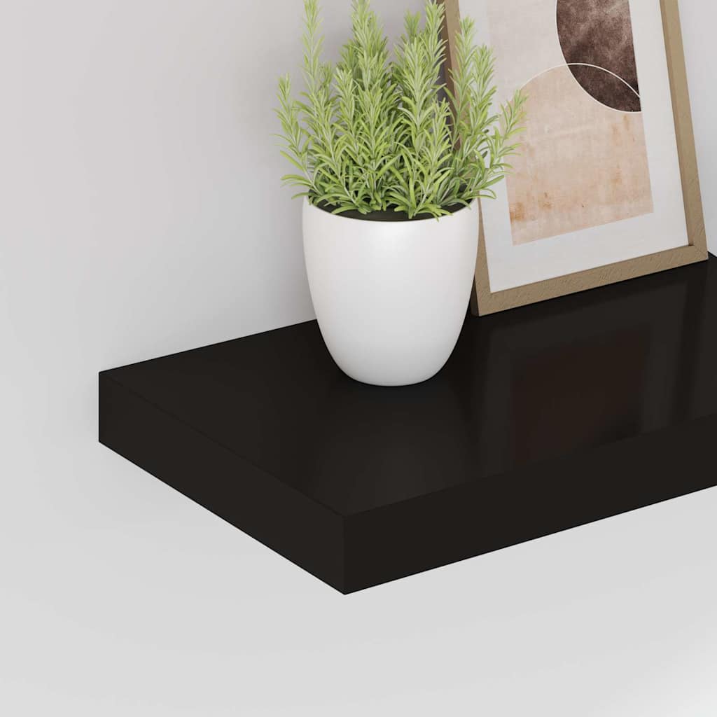vidaXL Floating Wall Shelves 4 pcs Black 40x23.5x3.8 cm MDF 4