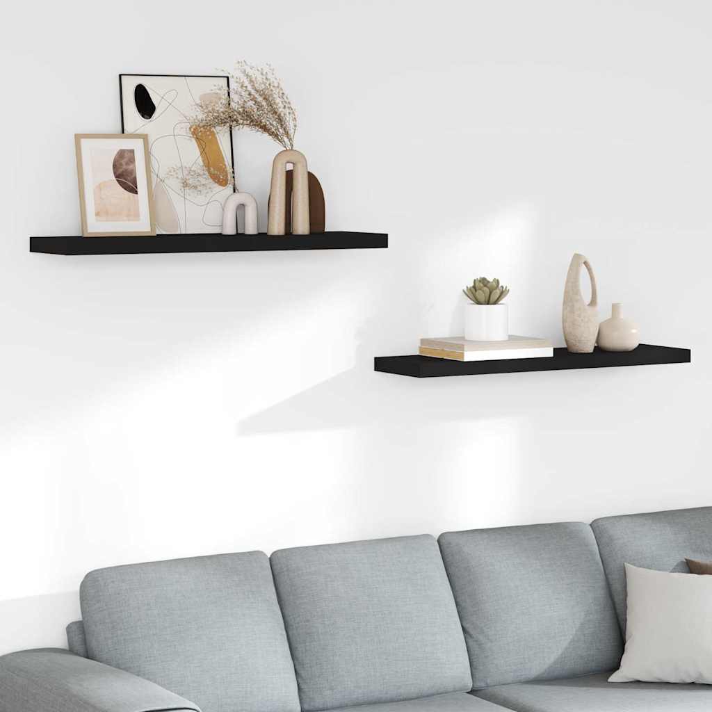 vidaXL Wall Shelf | Set of 2 | Black | Honeycomb MDF, Metal | Wall mounting 1