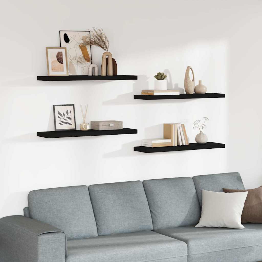Floating Wall Shelves 90x23.5x3.8 cm MDF 4 pcs Black