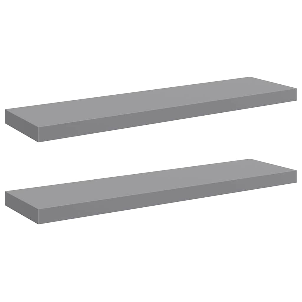 vidaXL Wall Shelf | Set of 2 | Grey | Honeycomb MDF, metal frame | Large 2