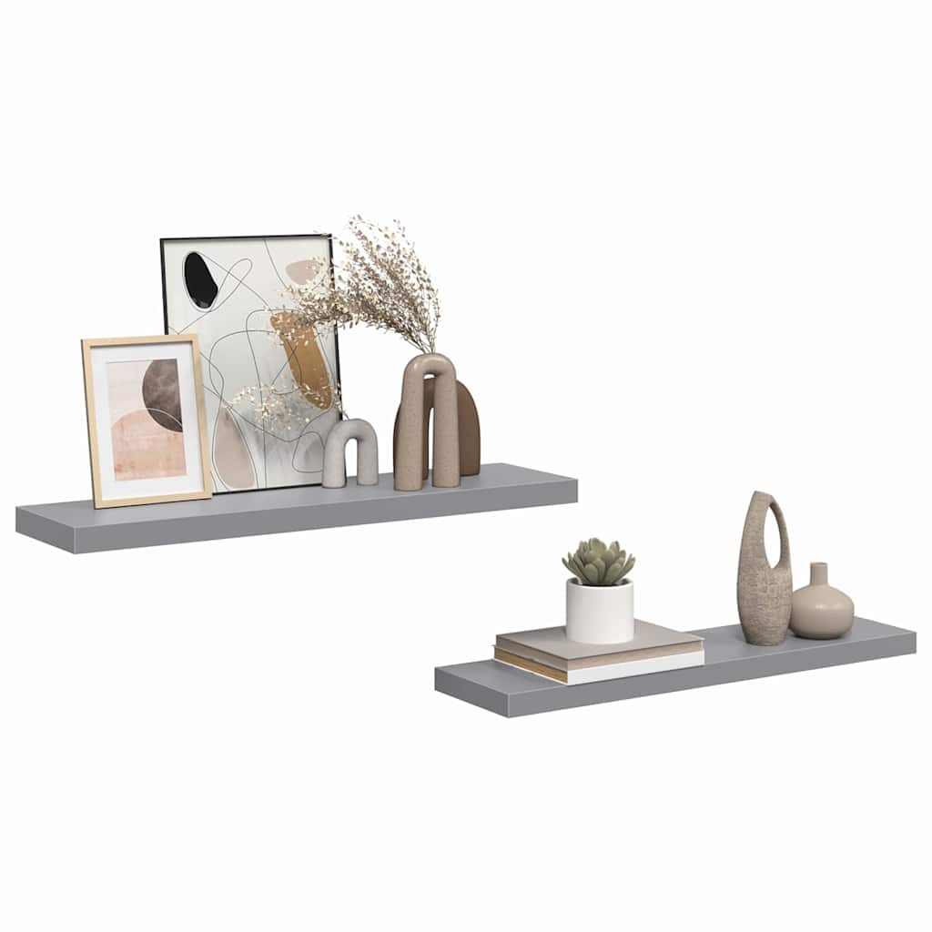 vidaXL Wall Shelf | Set of 2 | Grey | Honeycomb MDF, metal frame | Large 5