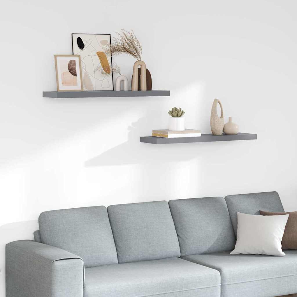 vidaXL Wall Shelf | Set of 2 | Grey | Honeycomb MDF, metal frame | Large 1