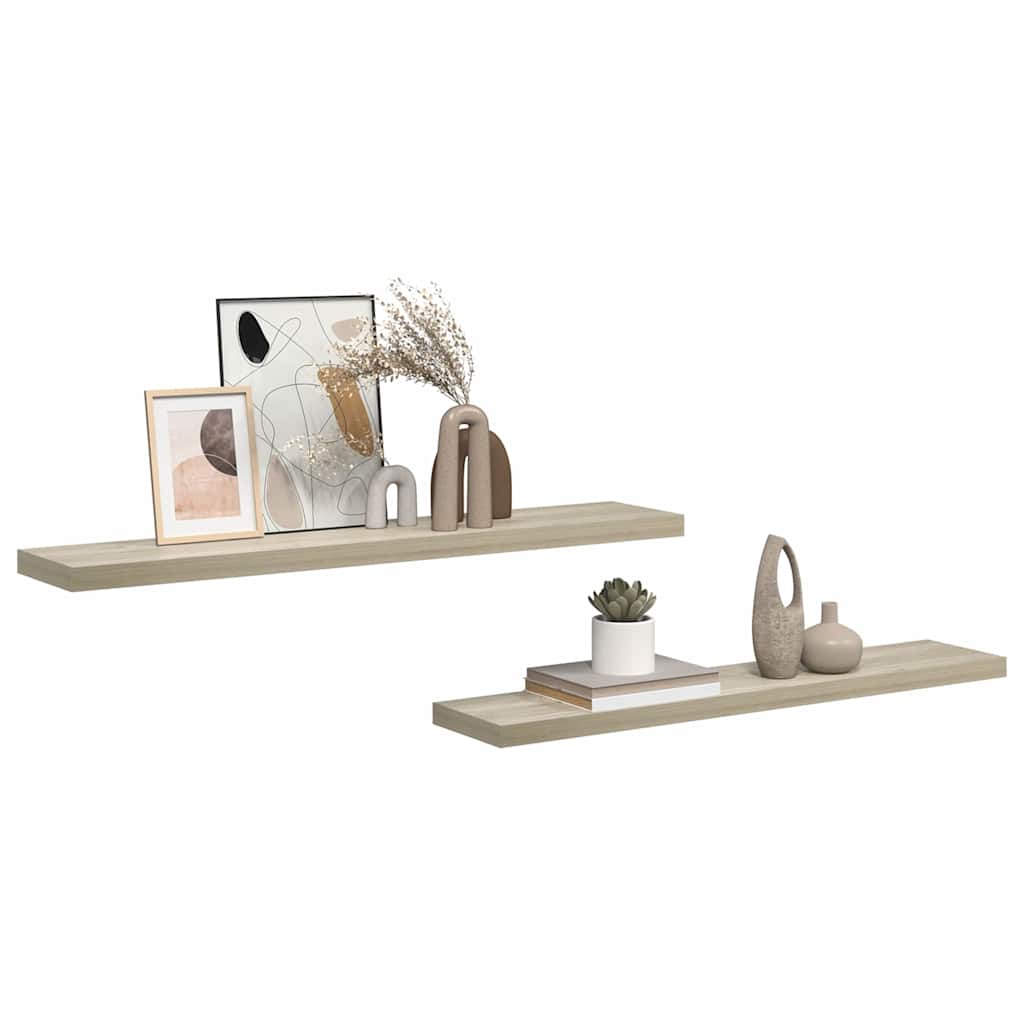 vidaXL Wall Shelf | Set of 2 | Oak | Honeycomb MDF, metal | Medium | Wall Shelf 5