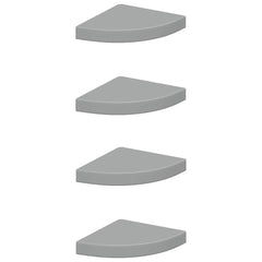 vidaXL Corner Shelf | Set of 4 | Grey | MDF, Metal | 25 cm | Corner Shelf 2
