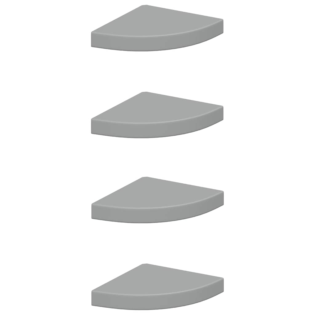 vidaXL Corner Shelf | Set of 4 | Grey | MDF, Metal | 25 cm | Corner Shelf 2