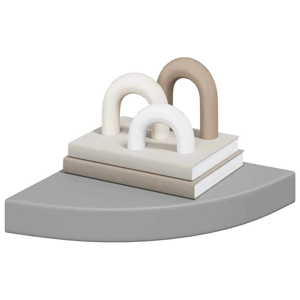 vidaXL Corner Shelf | Set of 4 | Grey | MDF, Metal | 25 cm | Corner Shelf 4